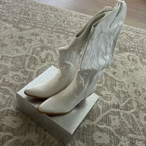 White thigh, high cowgirl boots (never worn)